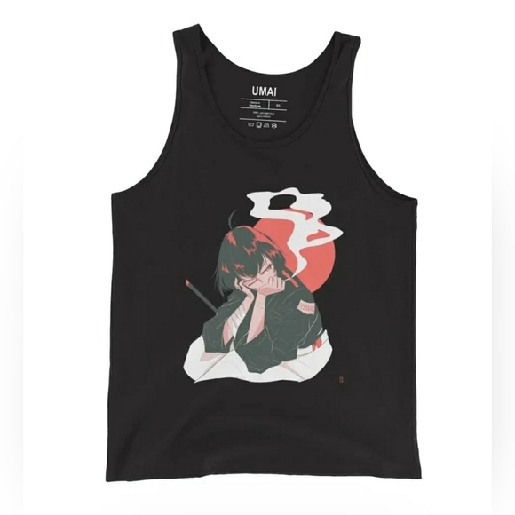 Umai Black Tank Top Anime Girl With A Sword Graphic Design - Picture 1 of 5